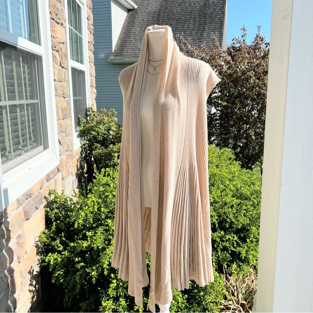 Mad Style Ribbed Sleeveless Longline Drape Vest Cardigan One Size Fits Most